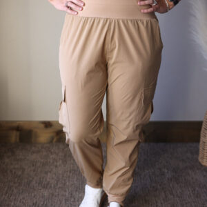 Khaki High Waist Cargo Joggers