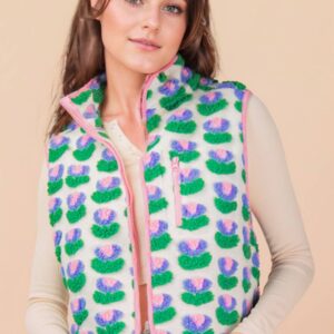 Textured Bow & Floral Printed Vest