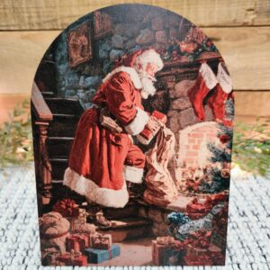 Santa Claus Arched Wood Sign Shelf Sitter
