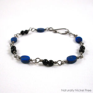 Shop Iowa Lapis Lazuli Niobium Bracelet with Onyx Accent Lapis Lazuli Niobium Bracelet with Onyx Accent