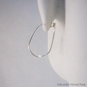 Sterling Silver Oval Post Hoop Earrings Nickel-Free, Argentium
