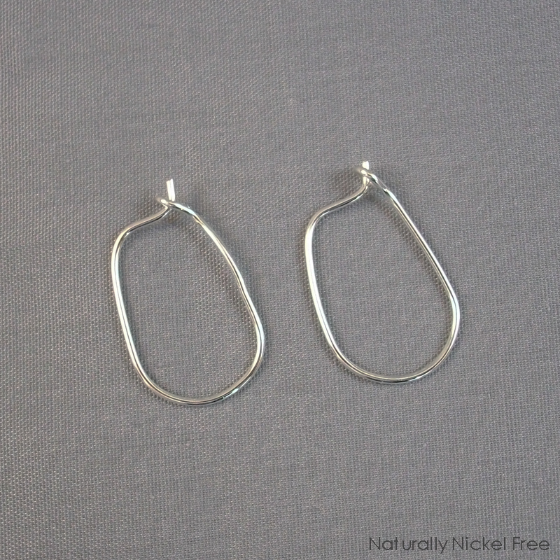 Sterling Silver Oval Post Hoop Earrings Nickel-Free, Argentium