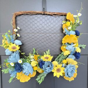 Chicken Wire Wreath with Sola Wood Flowers