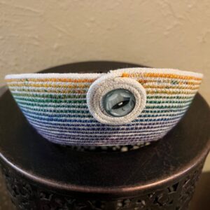 Handmade Rainbow Ivory Rope Basket Bowl for Remotes, Pet Leashes, Wallets, Keys, Toys