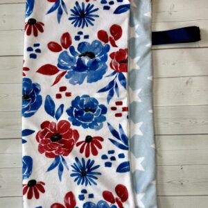 Baby Blanket-Lovie with Tag-Red, White, Blue Floral