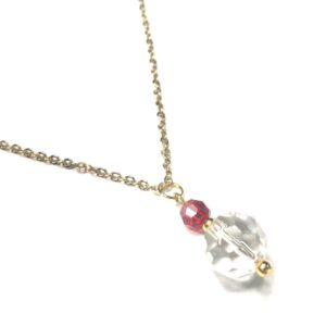 Handmade Clear & Red Pendant Women’s Necklace