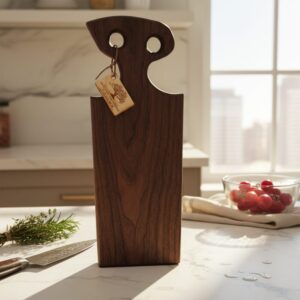 Shop Iowa Walnut Free Form Charcuterie Board with Handle, 18 x 6.5 x 1.75, thick and substantial, functional serving, decorative kitchen decor Walnut Free Form Charcuterie Board with Handle, 18 x 6.5 x 1.75, thick and substantial, functional serving, decorative kitchen decor
