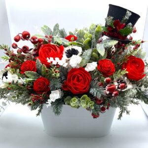 Red & White Winter Floral Arrangement with Sola Wood Flowers