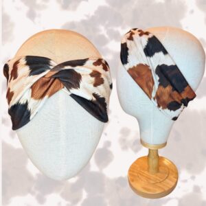 3D Cow Print Faux Twist Adult Headband