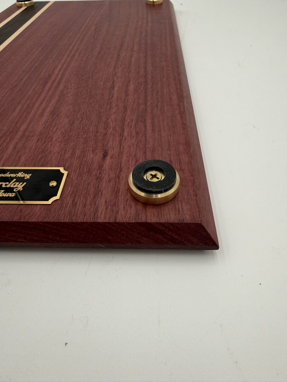 Shop Iowa Exotic Wood Cutting Board, Purple Heart Wenge Maple, Juice Groove, Brass Feet, 16.75x10x.75, Handmade, Food Safe Exotic Wood Cutting Board, Purple Heart Wenge Maple, Juice Groove, Brass Feet, 16.75x10x.75, Handmade, Food Safe