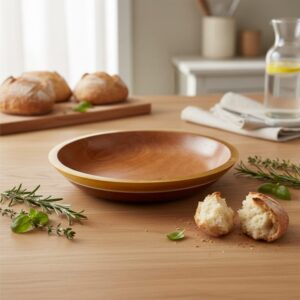 Hand Turned Wood Bowl, Cherry Hardwood, Gold Epoxy Rim, 9.75″x1.75″, Functional Bowl, Decorative, Unique Piece
