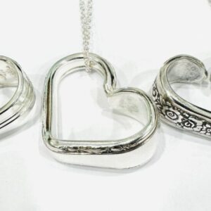 Vintage Silverware Floating Heart Necklace