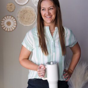 Coastal Sage Striped Gauze Half-Button Shirt | S-2XL PLUS