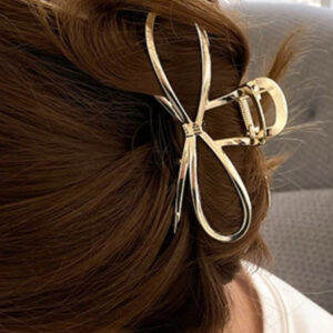 Gold Bowknit Claw Clip