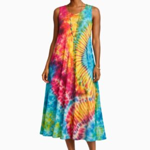 Shop Iowa Tie Dye Sleeveless Long Dress w/Pockets – Rainbow Tie Dye Sleeveless Long Dress w/Pockets – Rainbow