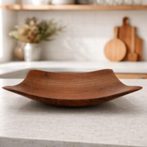 Hand Turned Walnut Square Bowl 8x8x2 for Home Decor, handmade wood bowl, unique centerpiece, functional catchall