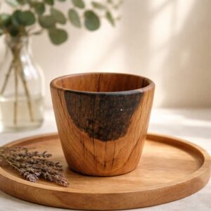 Modern White Oak Woodturning Bowl, handmade artistry, black resin detail, rustic home decor piece, small desk or entryway dish