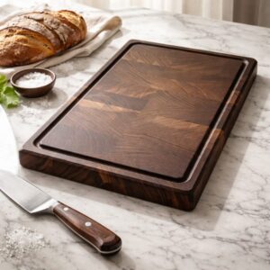 Walnut End Grain Carving Board for BBQ Feasts, extra large size, drip groove, dual grips, 20.25×12.25×1.25, chef quality