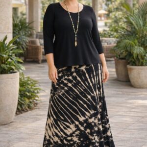 Shop Iowa Long Tie-Dyed Skirt Black/Tan Long Tie-Dyed Skirt Black/Tan