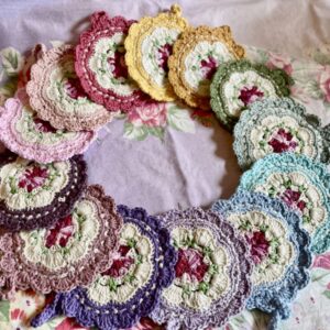 Shop Iowa Crocheted Floral Mug Rug/Small Hot Pad Crocheted Floral Mug Rug/Small Hot Pad