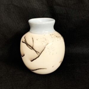 Shop Iowa Blueish Gray and Tan Horsehair Vase by artist Paul Koch Blueish Gray and Tan Horsehair Vase by artist Paul Koch
