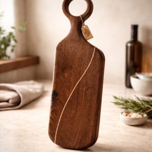 Walnut Cutting Board with a Maple woven strip
