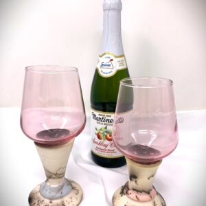 Shop Iowa Pink Wine Goblet with Cream/Black Horsehair Pottery by artist Paul Koch Base Pink Wine Goblet with Cream/Black Horsehair Pottery by artist Paul Koch Base