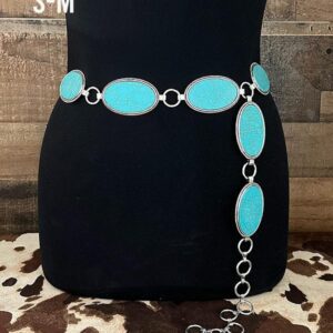 Turquoise Lynx Oval Western Concho Belt | Adjustable Southwest Style