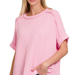 Ribbed Raw Seam Top
