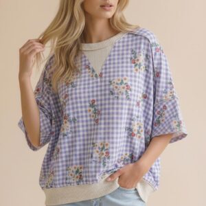 Gingham Floral Top