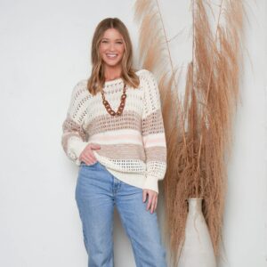 Shop Iowa Opal Color Block Drop Shoulder Crochet Sweater Opal Color Block Drop Shoulder Crochet Sweater