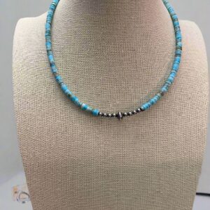 Shop Iowa 4mm Sterling Pearl & Variscite Turquoise Saucer Bead Choker — 14 inch (with 3 inch extender) 4mm Sterling Pearl & Variscite Turquoise Saucer Bead Choker — 14 inch (with 3 inch extender)