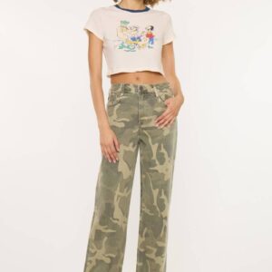 Kan Can High-Rise Camo Wide-Leg Jeans | Non-Distressed Comfort Denim