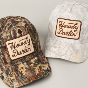Shop Iowa “Howdy Darlin'” Realtree Camo Patch Trucker Hat — 100% Cotton with Adjustable Snapback “Howdy Darlin'” Realtree Camo Patch Trucker Hat — 100% Cotton with Adjustable Snapback