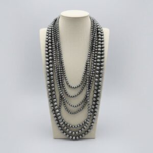 Shop Iowa Eight Row Western Faux Sterling Pearl Statement Necklace — Single-Clasp Layered Set Eight Row Western Faux Sterling Pearl Statement Necklace — Single-Clasp Layered Set