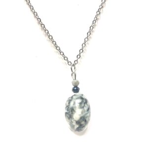 Handmade Black & Grey Oval Pendant Necklace