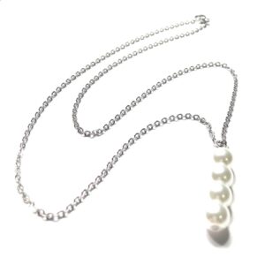 Handmade White Glass Pearl Beaded Pendant Necklace