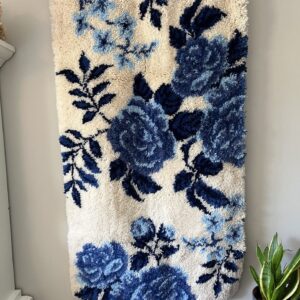 Shop Iowa Blue floral latch hooked piece Blue floral latch hooked piece