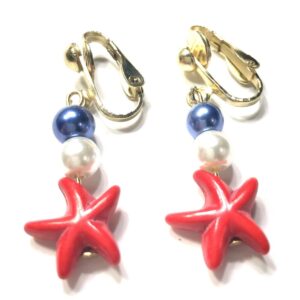 Shop Iowa Red White & Blue Starfish Clip On Earrings Red White & Blue Starfish Clip On Earrings