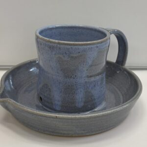 Shop Iowa Blue Pottery Bacon Cooker by Artist Terry Ferris Blue Pottery Bacon Cooker by Artist Terry Ferris