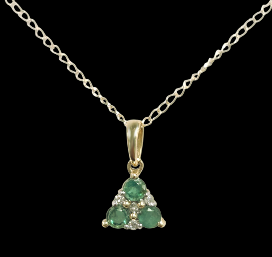 Shop Iowa 14K gold, Diamond and Dainty Emerald Necklace 14K gold, Diamond and Dainty Emerald Necklace