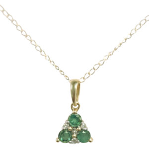 14K gold, Diamond and Dainty Emerald Necklace