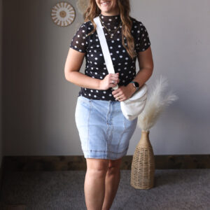 Shop Iowa Polka Dot Perfection: Black Short-Sleeve Mesh Layering Top Polka Dot Perfection: Black Short-Sleeve Mesh Layering Top