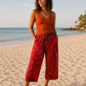 Shop Iowa Tie Dye Capri Pants w/Hip Pocket Wine Tie Dye Capri Pants w/Hip Pocket Wine