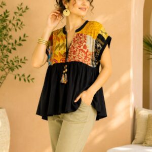 Shop Iowa Kantha Cotton Tunic Top Kantha Cotton Tunic Top