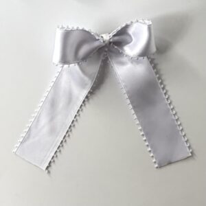 White Shimmer Satin Hair Bow