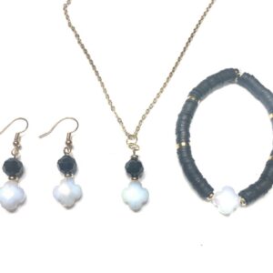 Shop Iowa Black & Ivory Necklace Bracelet & Earring Set for Women Black & Ivory Necklace Bracelet & Earring Set for Women