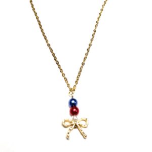 Shop Iowa Gold Tone Bow Patriotic Pendant Necklace Gold Tone Bow Patriotic Pendant Necklace