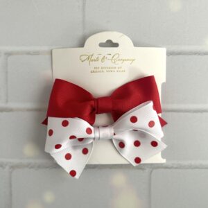 Red & White Polka Dot Grosgrain Bow Set