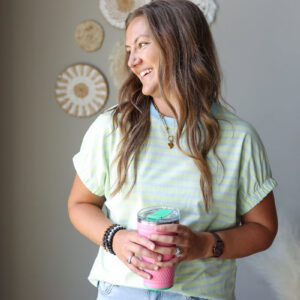 Shop Iowa The Everyday Effortless Striped Top – Blue & Lime The Everyday Effortless Striped Top – Blue & Lime